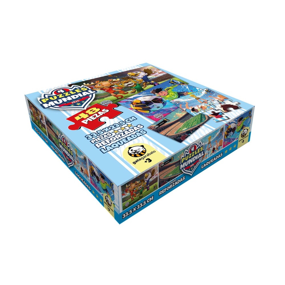 4 Puzzle Mundial Fútbol 192 Piezas – Gato Garabato